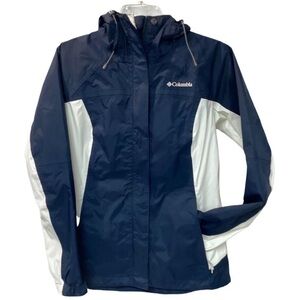 Columbia Omni Tech Waterproof Hooded Windbreaker Navy Blue Zipper Jacket Size 1X